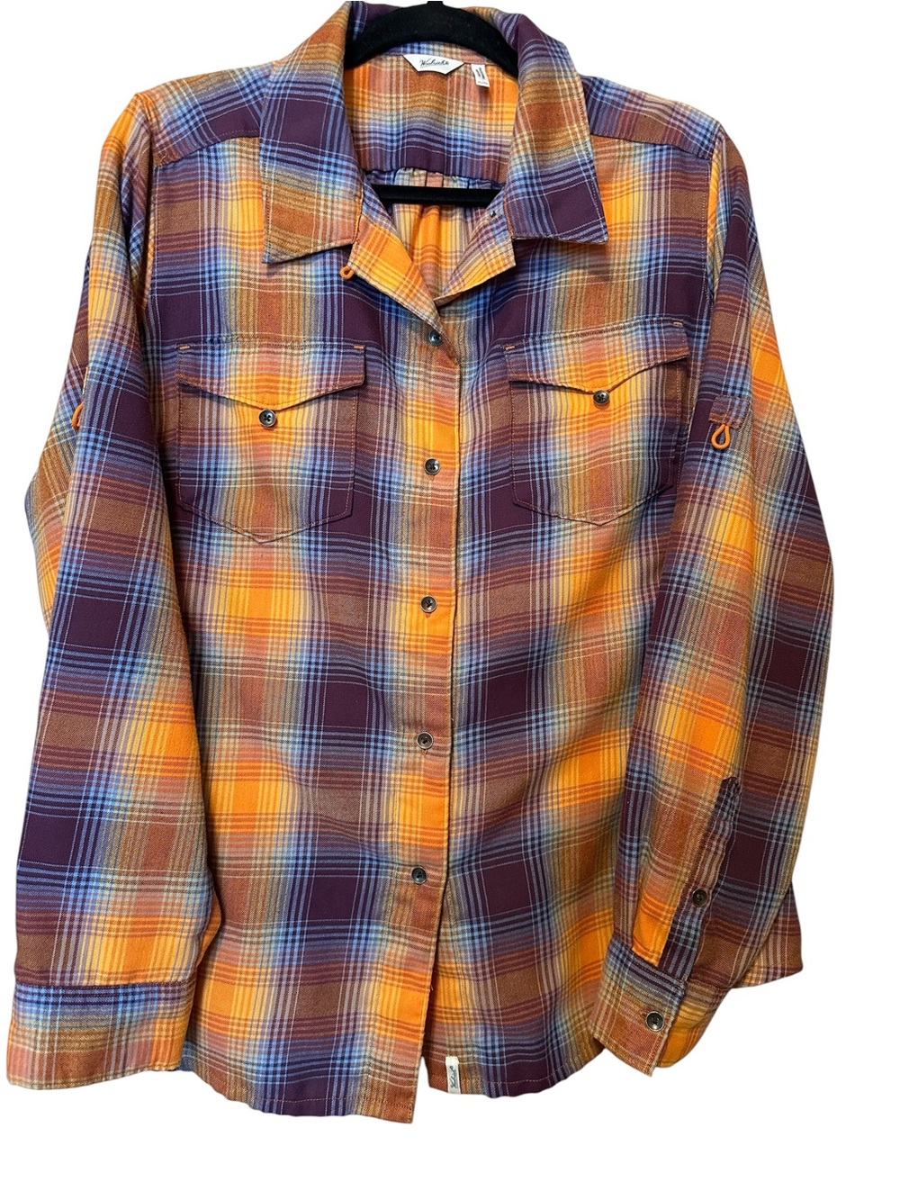 Woolrich Orange, Purple & Blue Plaid Button-Down Shirt Size XL